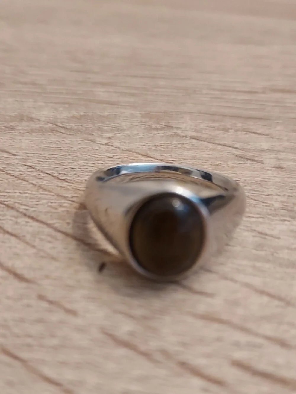 Womens Silver-Tone TigerStone Signet Ring
